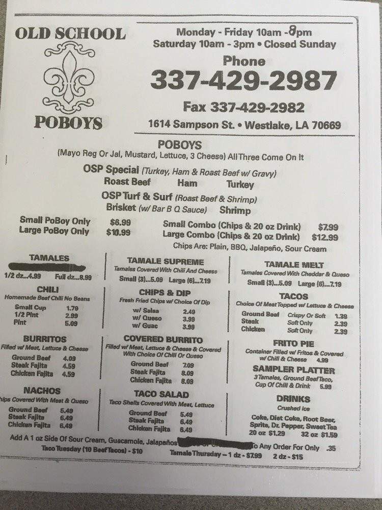 Old School Poboys - Westlake, LA menu_pic