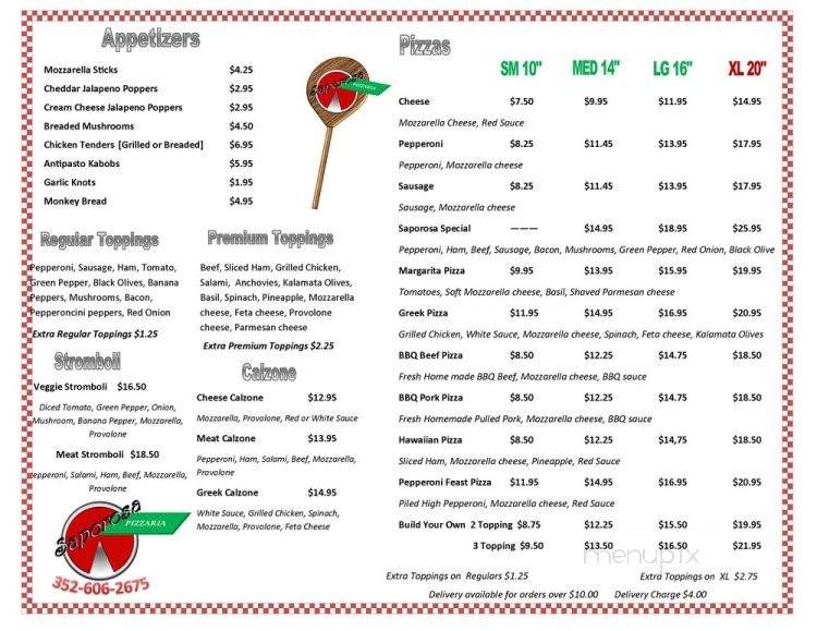 Saporosa Pizzaria - Spring Hill, FL menu_pic