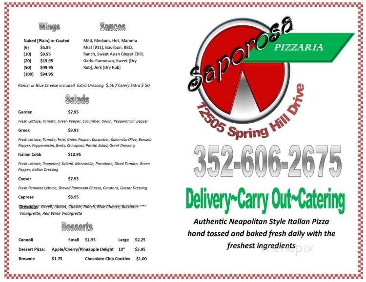 Saporosa Pizzaria - Spring Hill, FL menu_pic