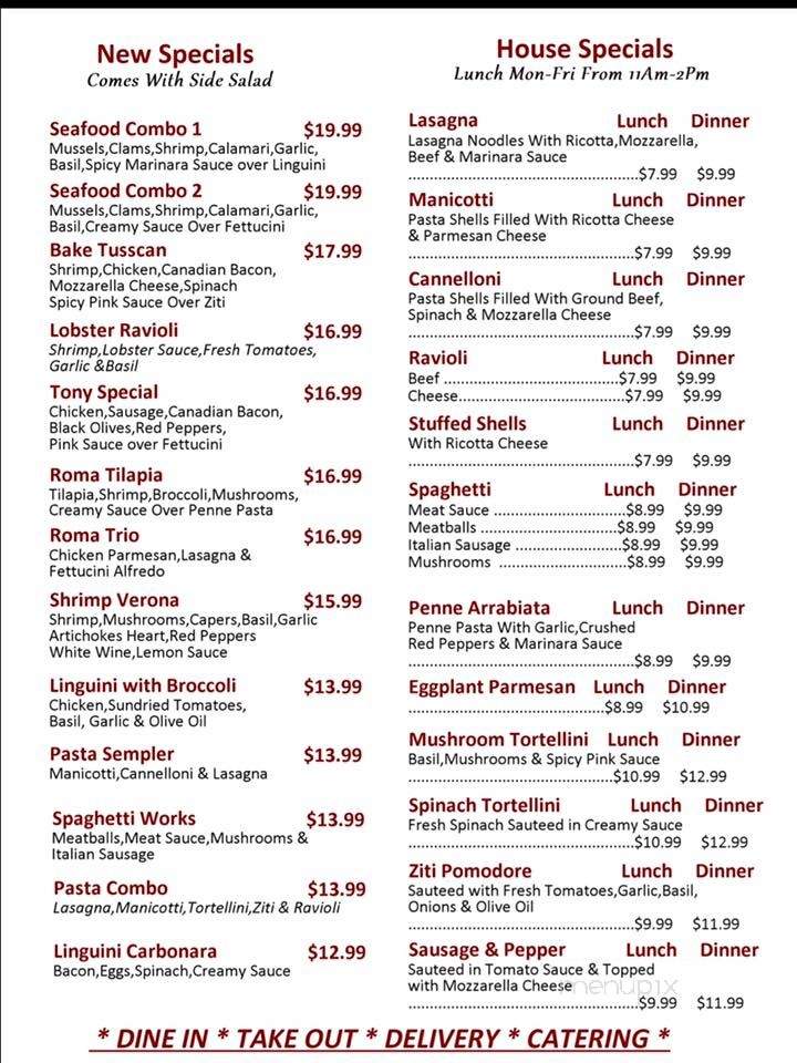 Roma Italian Restaurant Menu in Beeville, TX | Order Delivery & Reviews