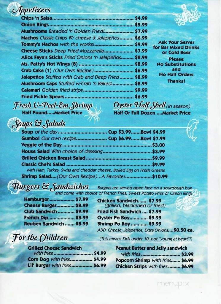 Oyster House - Fulton, TX menu_pic