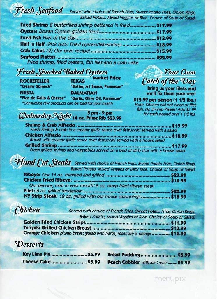 Oyster House - Fulton, TX menu_pic