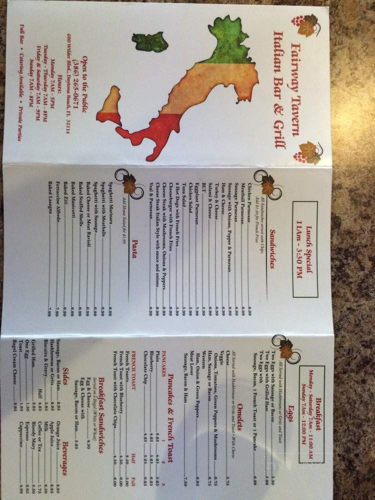 Fairway Tavern Italian Bar & Grill - Daytona Beach, FL menu_pic