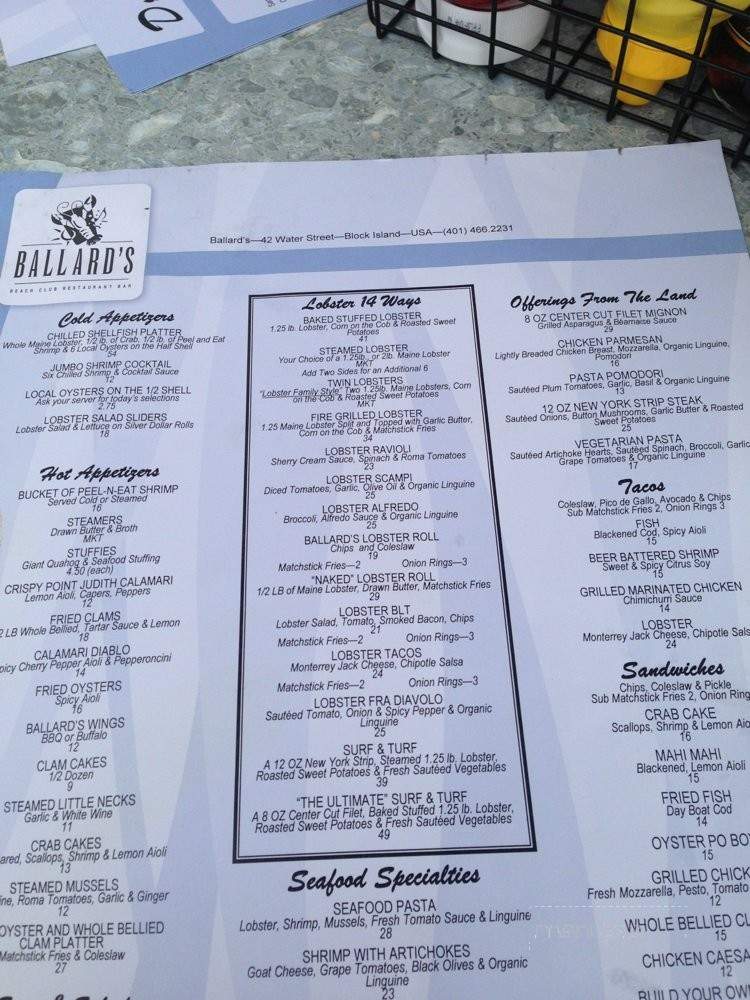Paynes Dock Restaurant - Block Island, RI menu_pic