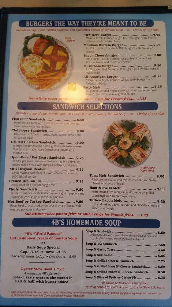 4B's - Polson, MT menu_pic