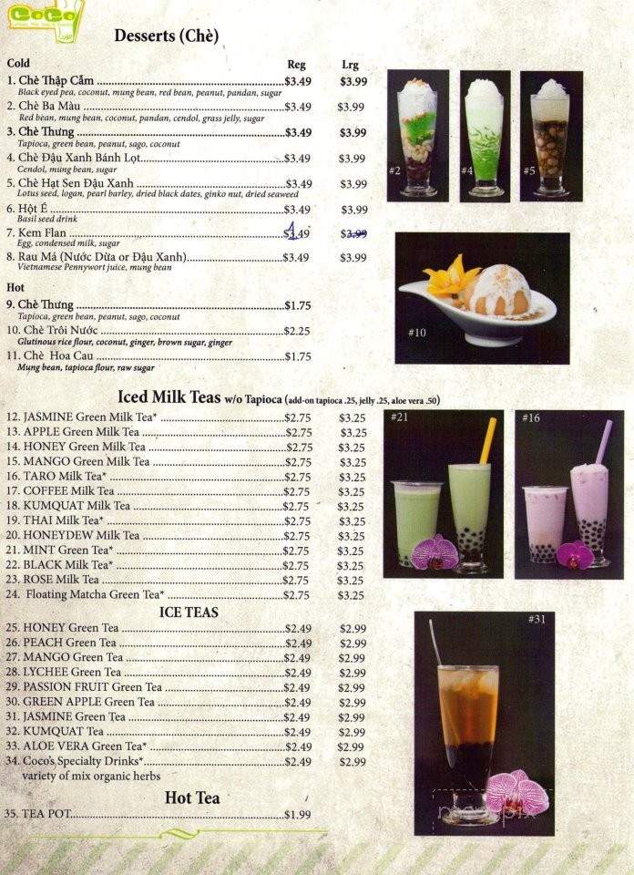 Coco Coffee Milk Tea & Snacks - San Jose, CA menu_pic