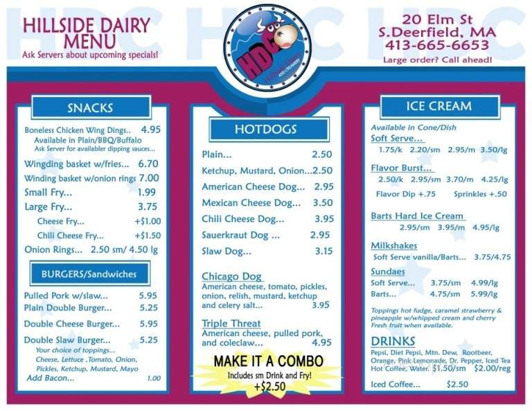 Hillside Dairy and Creamery - S Deerfield, MA menu_pic