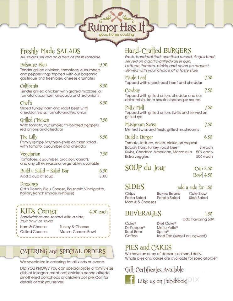 Rumor Has It - Carthage, MO menu_pic