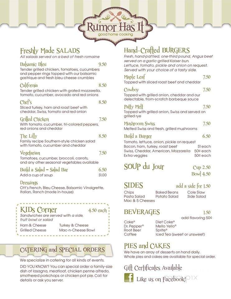 Rumor Has It - Carthage, MO menu_pic