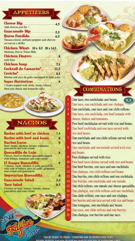Senor Fajitas Mexican Grill & Cantina - Alpharetta, GA menu_pic