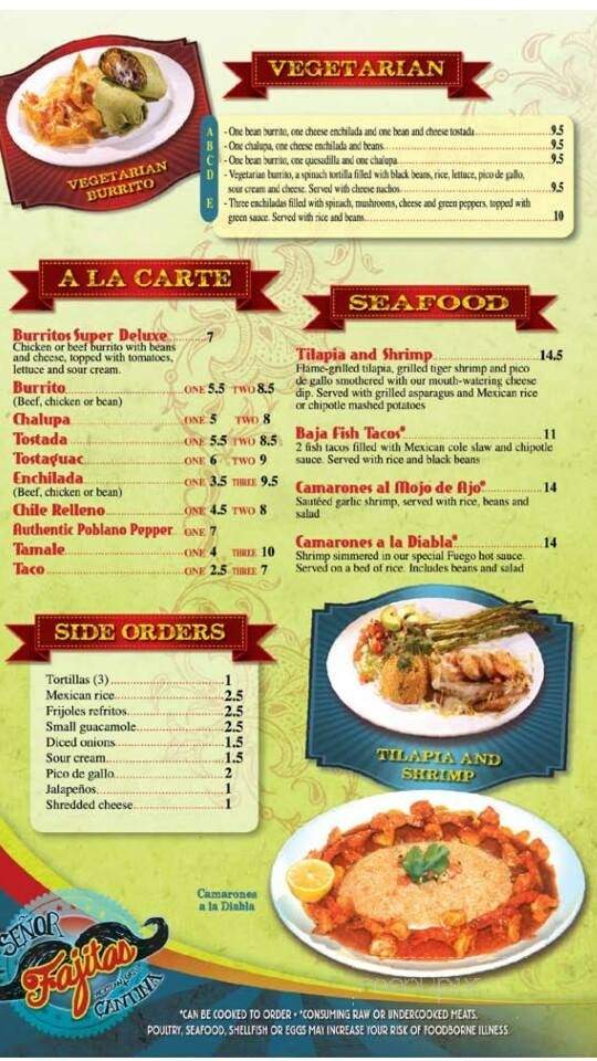 Senor Fajitas Mexican Grill & Cantina - Alpharetta, GA menu_pic