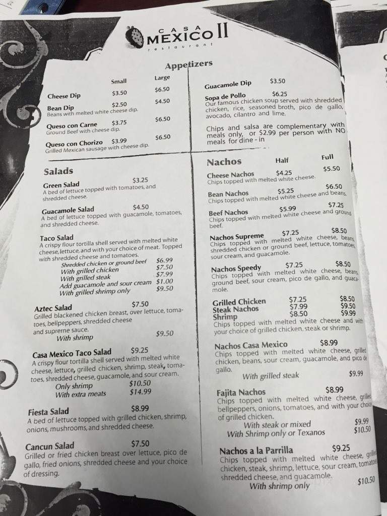 Casamexico 2 - Warner Robins, GA menu_pic