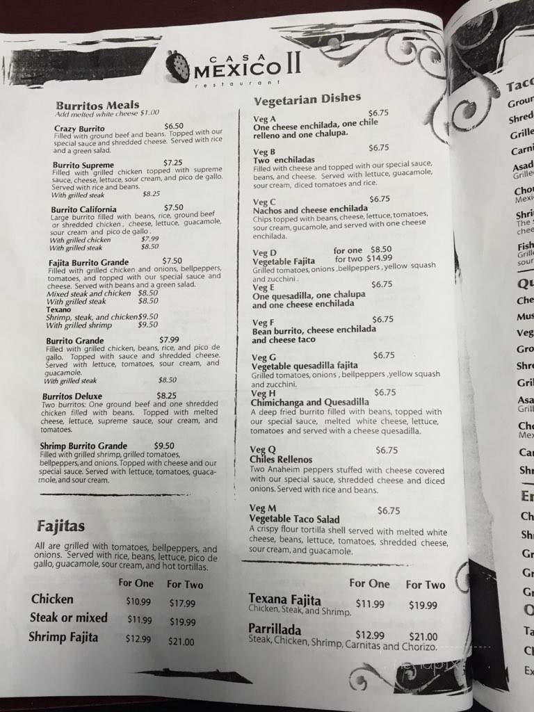 Casamexico 2 - Warner Robins, GA menu_pic