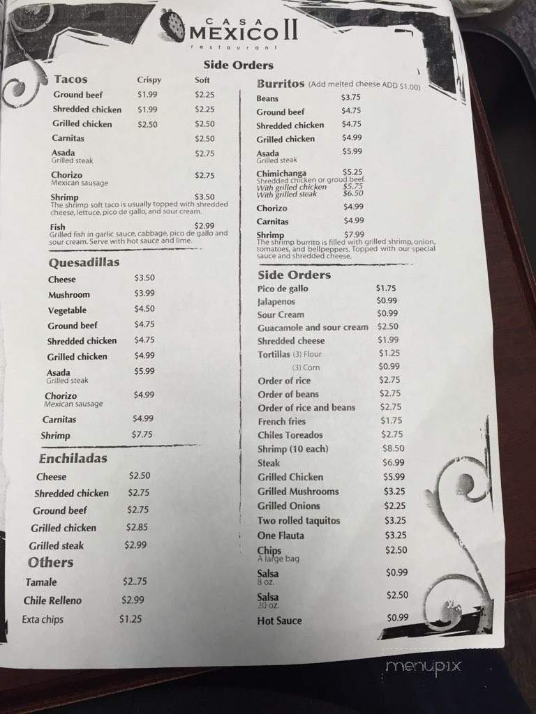 Casamexico 2 - Warner Robins, GA menu_pic