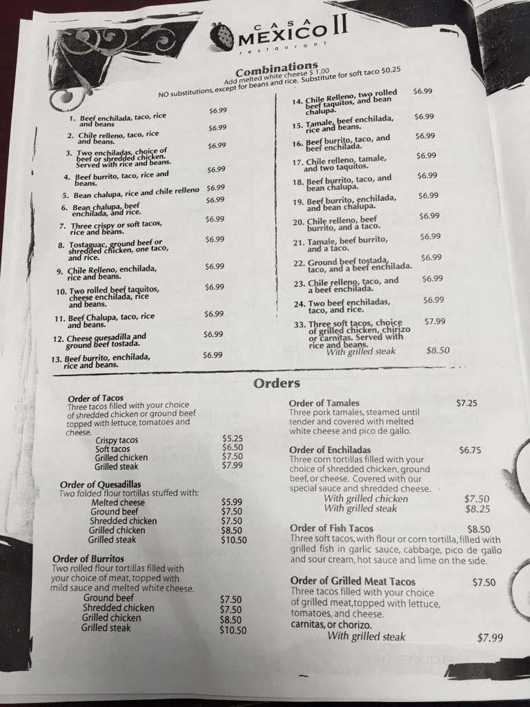 Casamexico 2 - Warner Robins, GA menu_pic