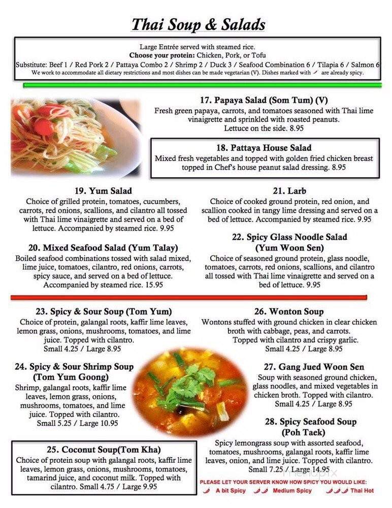 Pattaya Thai And Sushi - Rogers, AR menu_pic