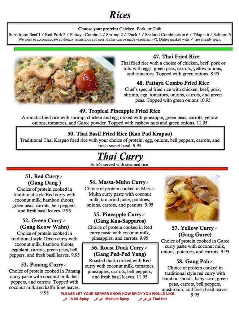 Pattaya Thai And Sushi - Rogers, AR menu_pic