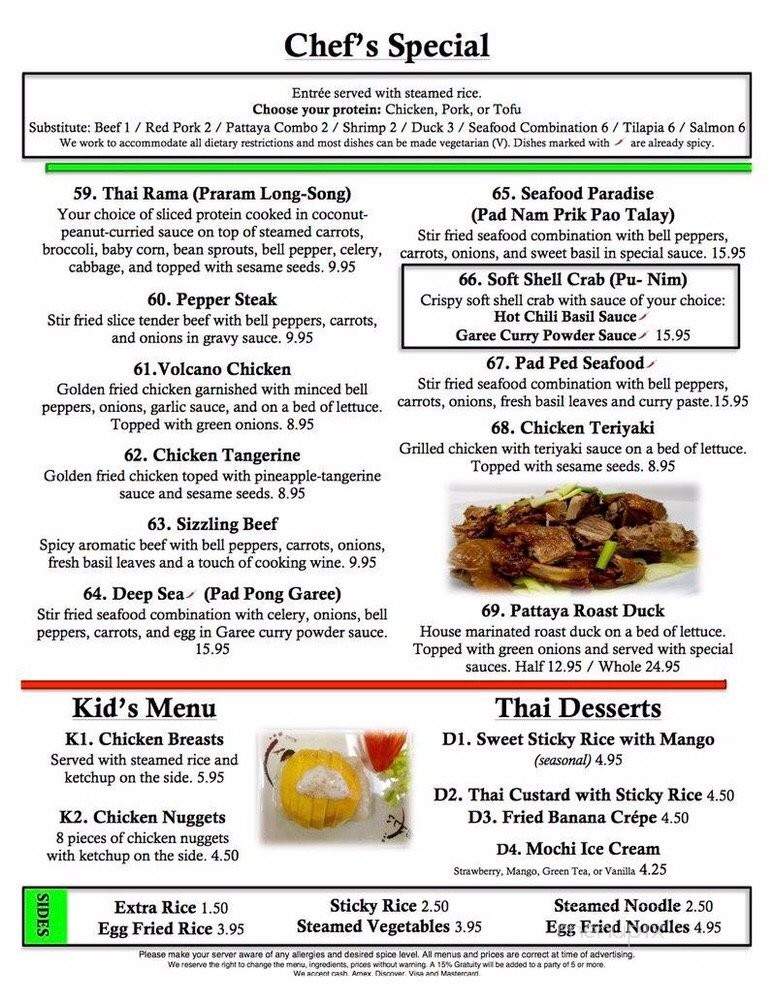 Pattaya Thai And Sushi - Rogers, AR menu_pic