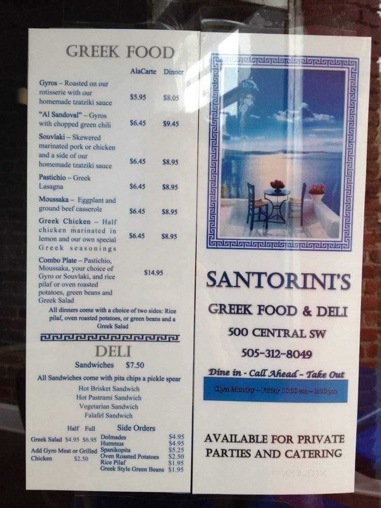 Santorini's Greek Food & Deli - Albuquerque, NM menu_pic