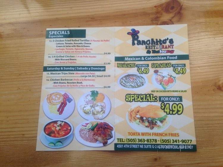 Panchito's - Albuquerque, NM menu_pic