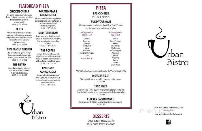 Urban Finds and Bistro - Medford, MN menu_pic