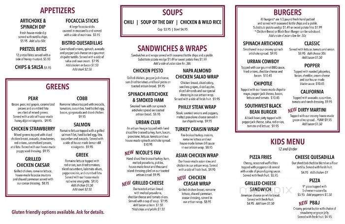 Urban Finds and Bistro - Medford, MN menu_pic