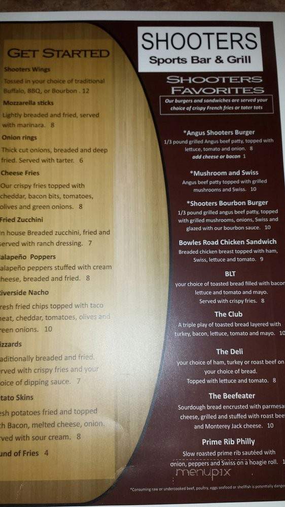 Shooters Sports Bar - Kennewick, WA menu_pic