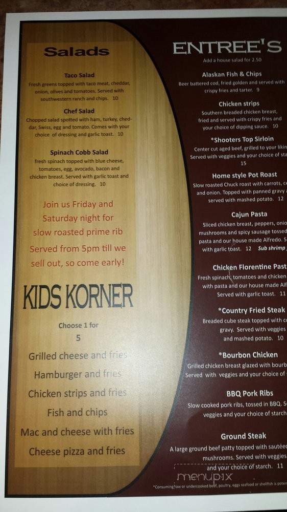 Shooters Sports Bar - Kennewick, WA menu_pic