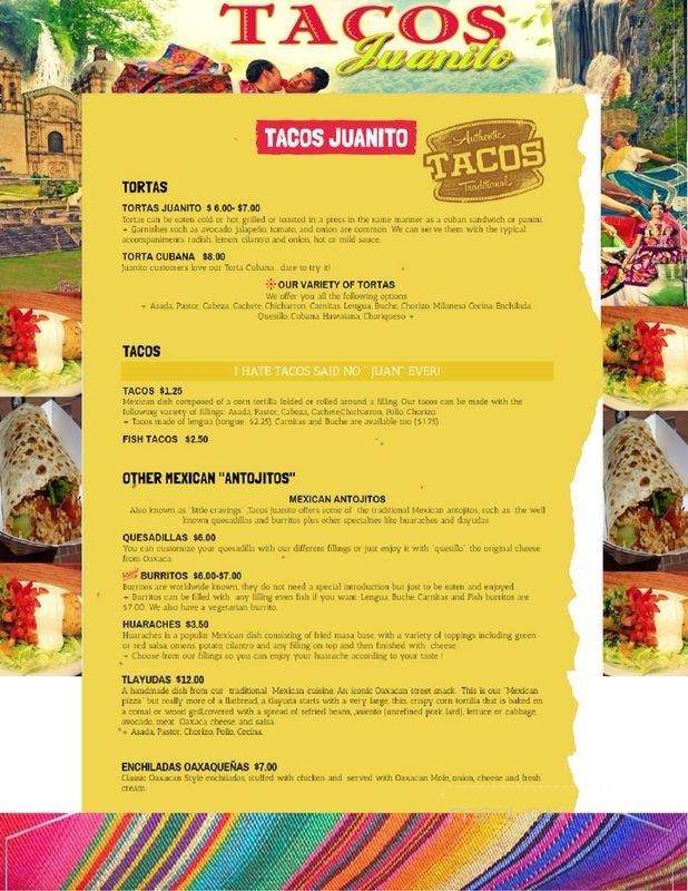 Tacos Juanito - Hayward, CA menu_pic