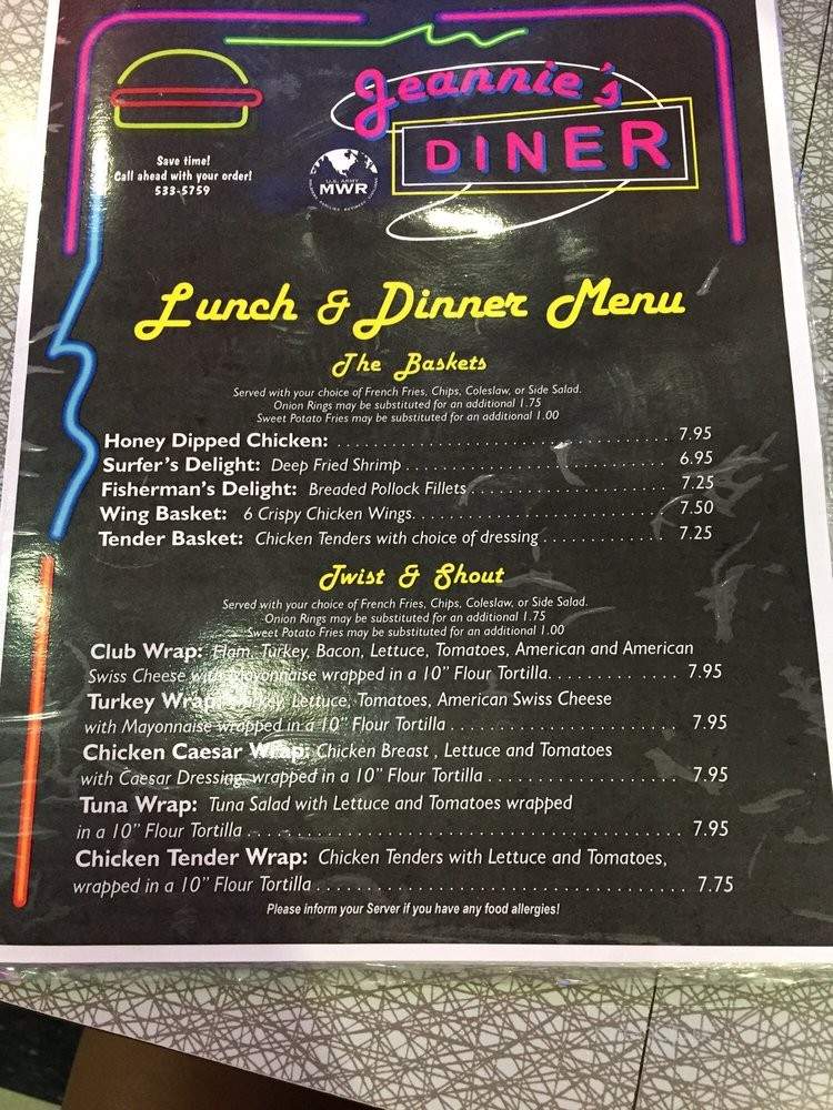 Jeannie's Diner - Fort Huachuaca, AZ menu_pic