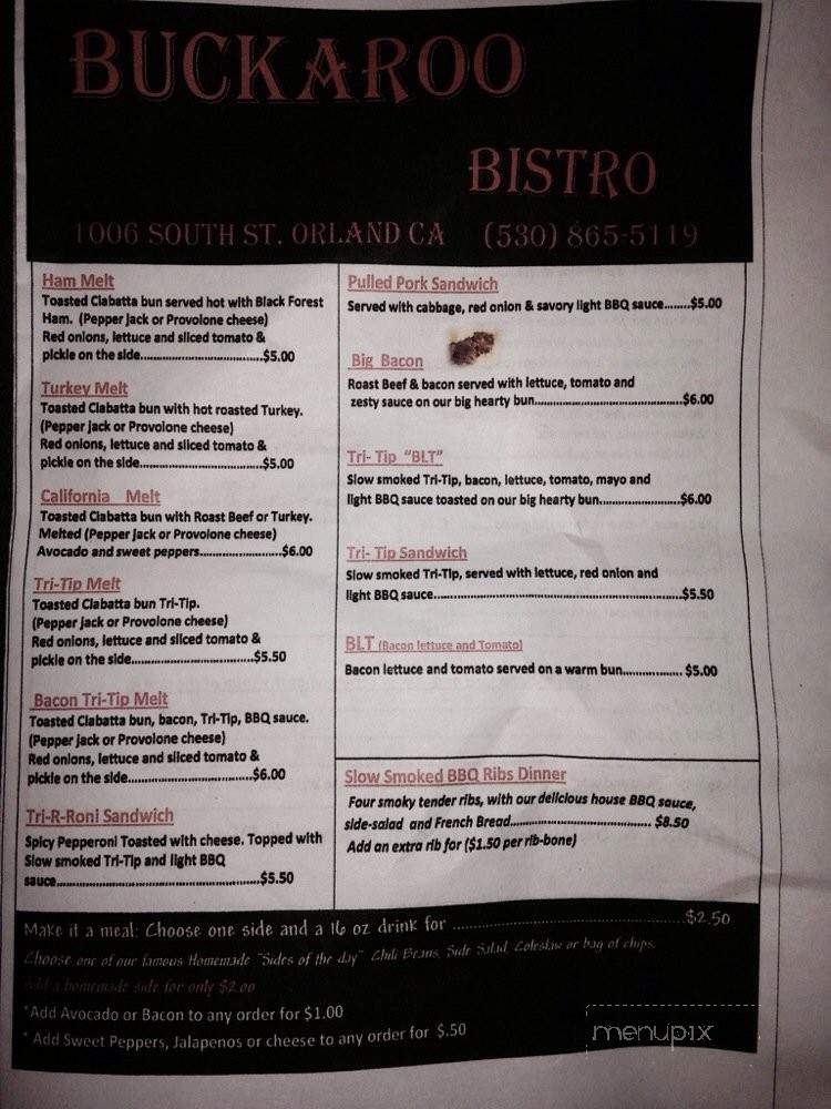 /251032174/Buckaroo-Bistro-Menu-Orland-CA - Orland, CA