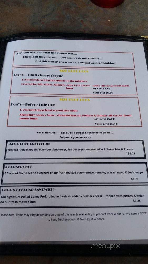 Broadway Joe's Double Dog Dare You - Monticello, IN menu_pic