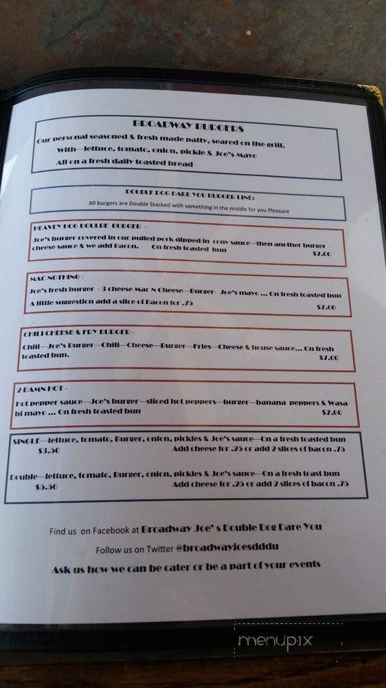 Broadway Joe's Double Dog Dare You - Monticello, IN menu_pic