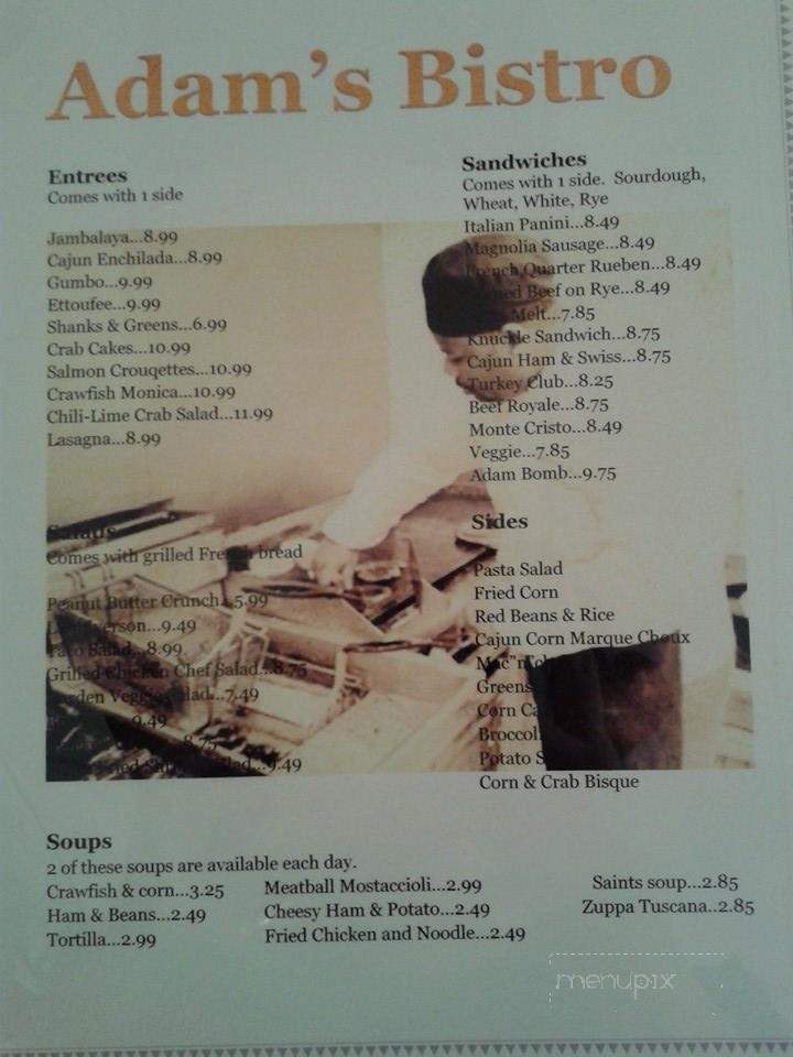 Adam's Bistro - Elkhart, IN menu_pic