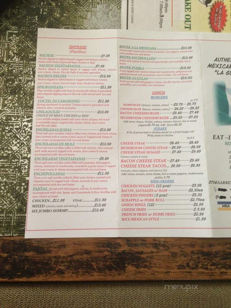 La Guera Mexican Grill - Upper Darby, PA menu_pic