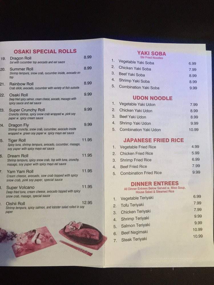 Osaki Steak and Sushi House - Dodge City, KS menu_pic