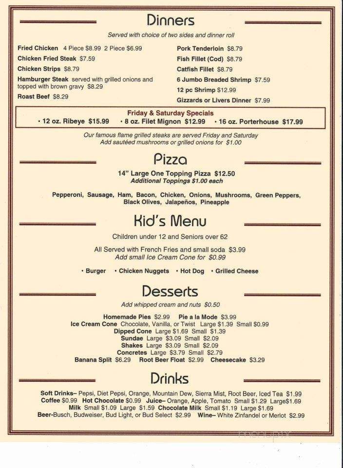 Finish Line Cafe - Lonedell, MO menu_pic