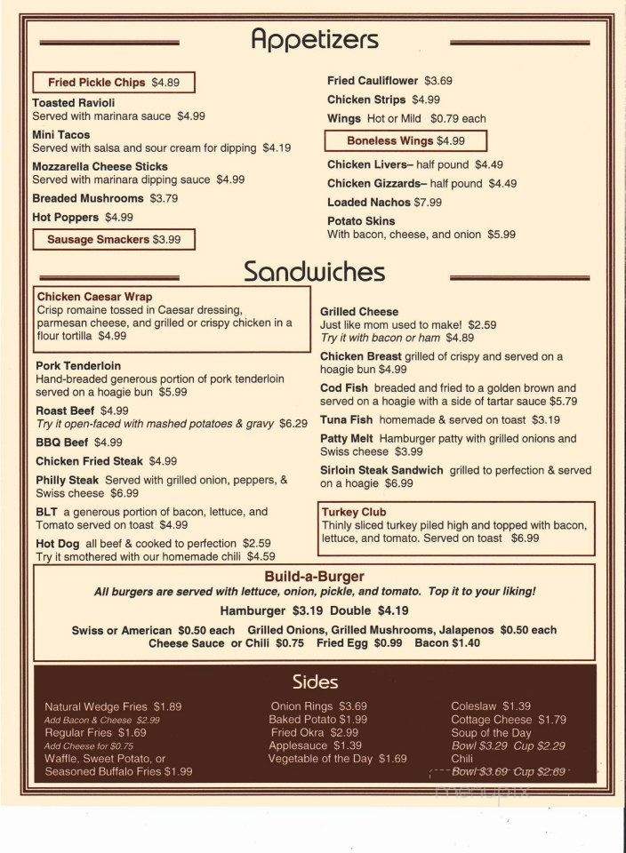 Finish Line Cafe - Lonedell, MO menu_pic
