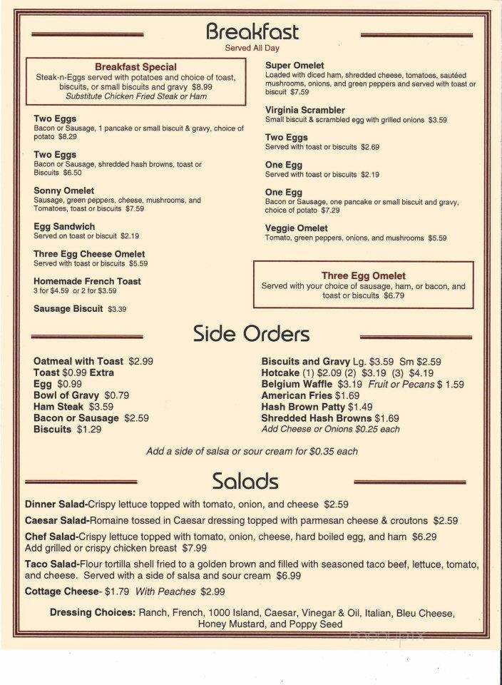Finish Line Cafe - Lonedell, MO menu_pic