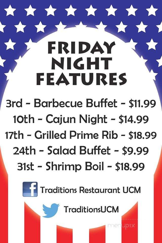 Traditions - Warrensburg, MO menu_pic