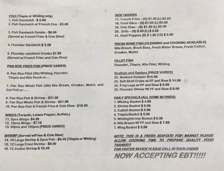 Seafood Shack - Waynesboro, GA menu_pic