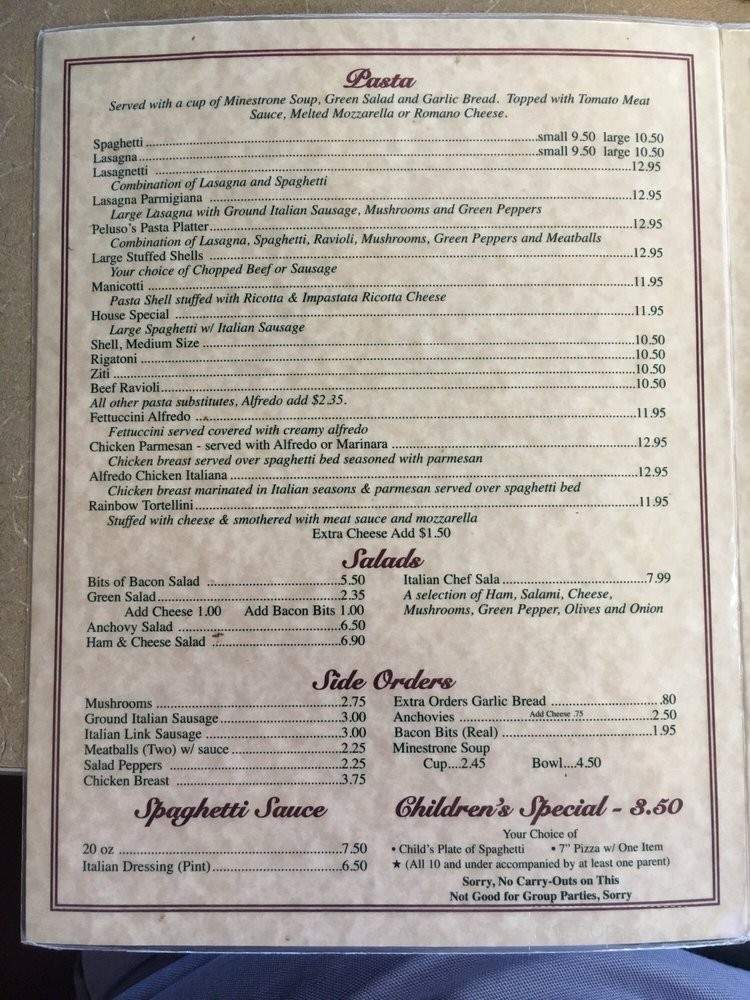 Peluso's Italian Restaurant - Columbus, GA menu_pic