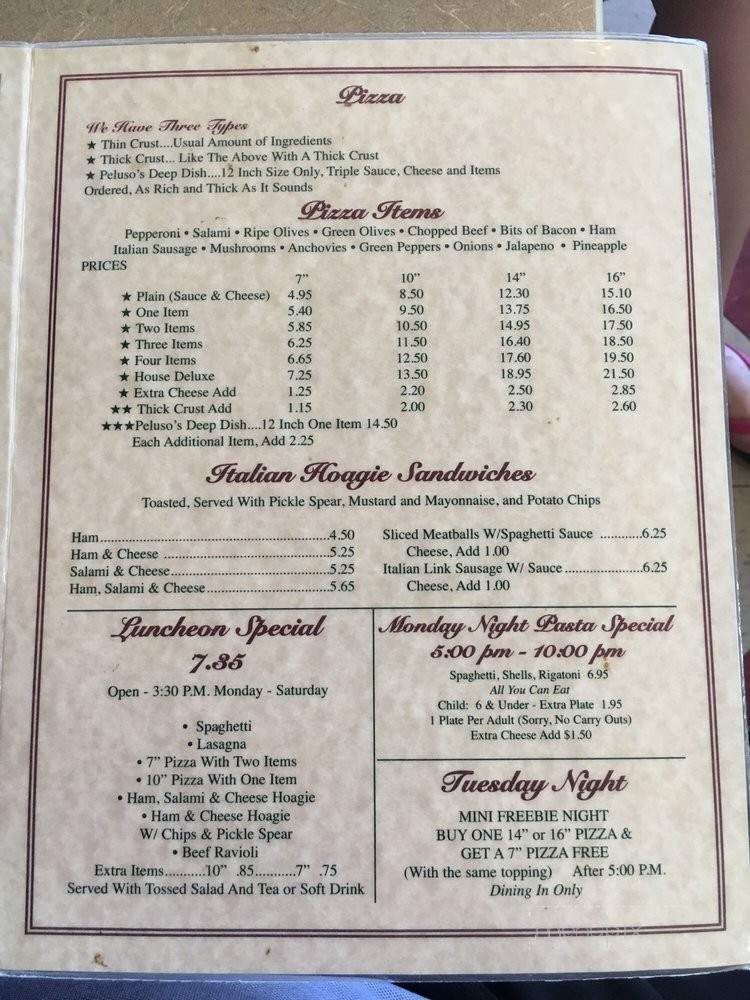 Peluso's Italian Restaurant - Columbus, GA menu_pic