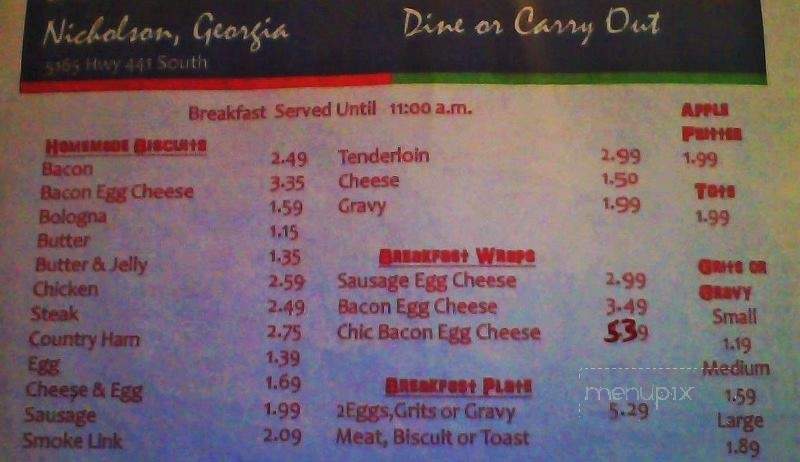 2 Cuzins' Cafe - Nicholson, GA menu_pic