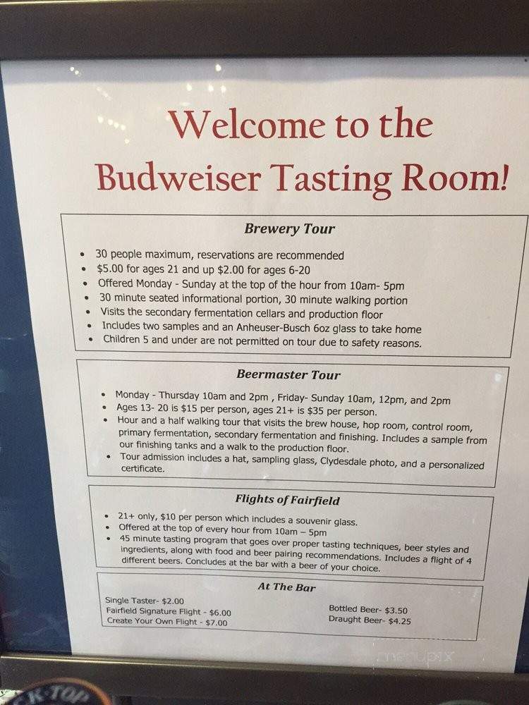 /251030672/Anheuser-Busch-Menu-Fairfield-CA - Fairfield, CA