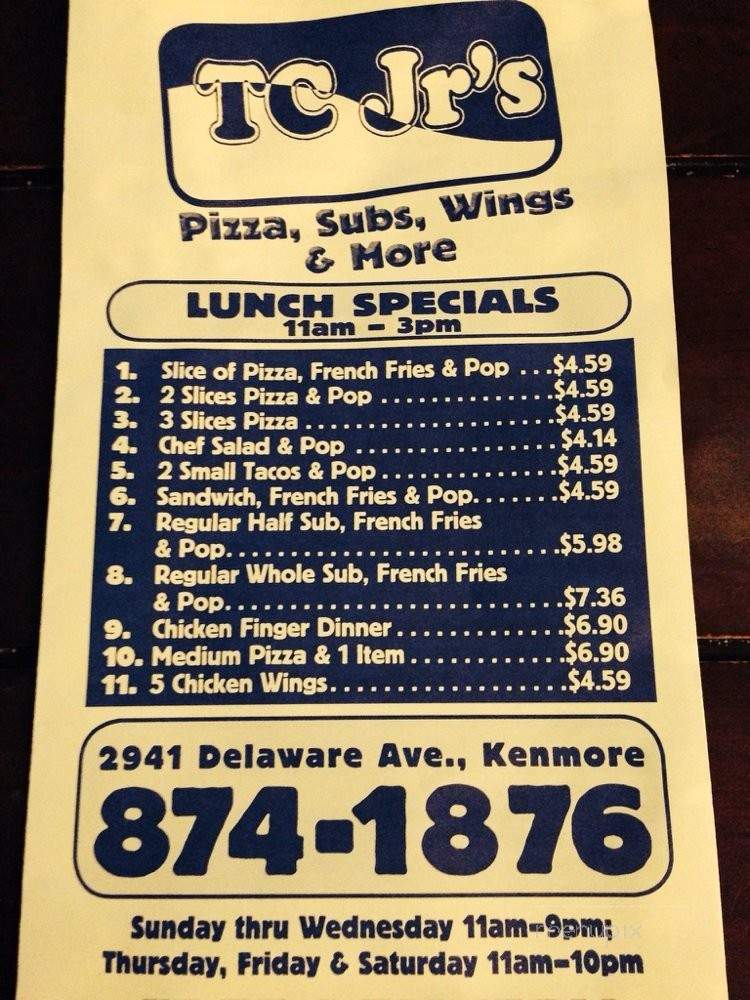 TC Jr's. - Buffalo, NY menu_pic