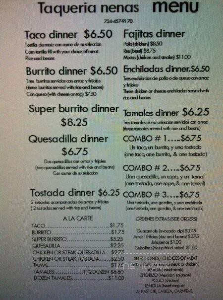 Taqueria Nena's - Monroe, MI menu_pic