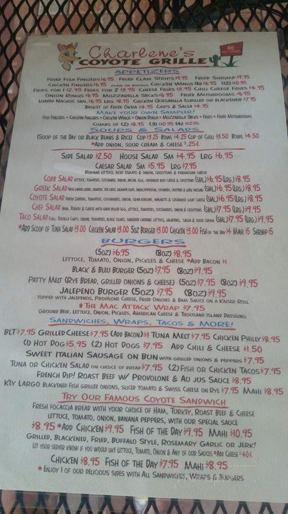Coyote Grill - Fort Pierce, FL menu_pic