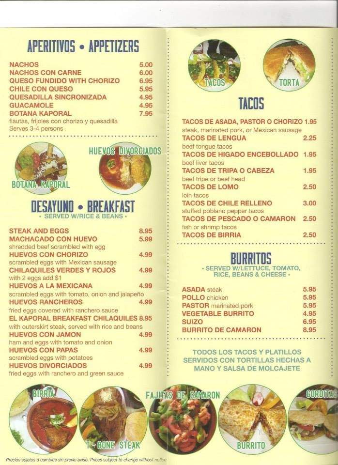 El Kaporal - Chicago, IL menu_pic