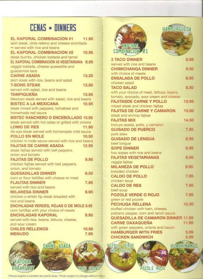 El Kaporal - Chicago, IL menu_pic